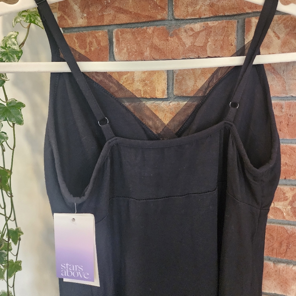 Stars Above Black Mesh Detail Chemise - Picture 3 of 4